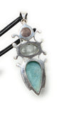 Sterling Silver Gemstone Pendant : Larimar, Morganite, Aquamarine, Spiritual Healing Crystal Pendant, Chakra Jewelry, Bohemian Jewelry Gifts