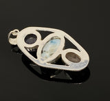 Larimar Gemstone Pendant with Morganite and Tanzanite , Wire Wrapped Pendant, Silver Jewelry Gifts for Her, Bohemian Jewelry