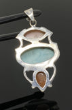 Gemstone Pendant - Larimar, Sunstone and Pink Opal, Wire Wrapped Pendant, Silver Jewelry Gifts for Her, Bohemian Jewelry
