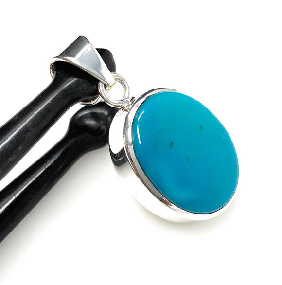 Natural Sleeping Beauty Turquoise Pendant, Sterling Silver Turquoise Gemstone Pendant, Bohemian Jewelry, 1.25” X 0.70”