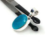 Natural Sleeping Beauty Turquoise Pendant, Sterling Silver Turquoise Gemstone Pendant, Bohemian Jewelry, 1.45” X 0.65”