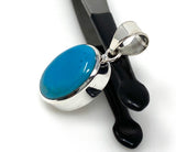 Natural Sleeping Beauty Turquoise Pendant, Sterling Silver Turquoise Gemstone Pendant, Bohemian Jewelry, 1.40” X 0.65”