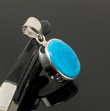 Natural Sleeping Beauty Turquoise Pendant, Sterling Silver Turquoise Gemstone Pendant, Bohemian Jewelry, 1.40” X 0.60”