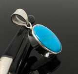 Natural Sleeping Beauty Turquoise Pendant, Sterling Silver Turquoise Gemstone Pendant, Bohemian Jewelry, 1.45” X 0.60”
