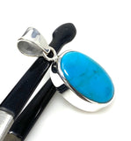 Natural Sleeping Beauty Turquoise Pendant, Sterling Silver Turquoise Gemstone Pendant, Bohemian Jewelry, 1.45” X 0.60”
