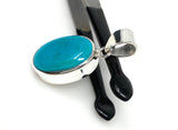 Natural Sleeping Beauty Turquoise Pendant, Sterling Silver Turquoise Gemstone Pendant, Bohemian Jewelry, 1.45” X 0.60”