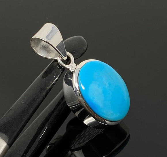 Natural Sleeping Beauty Turquoise Pendant, Sterling Silver Turquoise Gemstone Pendant, Bohemian Jewelry, 1.30” X 0.60”