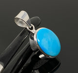 Natural Sleeping Beauty Turquoise Pendant, Sterling Silver Turquoise Gemstone Pendant, Bohemian Jewelry, 1.30” X 0.60”