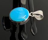 Natural Sleeping Beauty Turquoise Pendant, Sterling Silver Turquoise Gemstone Pendant, Bohemian Jewelry, 1.30” X 0.60”