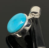 Natural Sleeping Beauty Turquoise Pendant, Robin Egg Blue Turquoise Silver Gemstone Pendant, Bohemian Jewelry, 1.30” X 0.65”