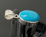 Natural Sleeping Beauty Turquoise Pendant, Sterling Silver Gemstone Pendant, Bohemian Jewelry, 1.30” X 0.55”