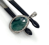 Emerald Diamond Pendant, Sterling Silver May Birthstone Jewelry, Spiritual Healing Heart Chakra Crystal Pendant, Gifts for Her 1.40” x 0.75”