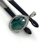 Emerald Diamond Pendant, Sterling Silver May Birthstone Jewelry, Spiritual Healing Heart Chakra Crystal Pendant, Gifts for Her 1.40” x 0.75”