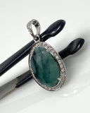 Emerald Diamond Pendant, Sterling Silver May Birthstone Jewelry, Spiritual Healing Heart Chakra Crystal Pendant, Gifts for Her 1.40” x 0.75”