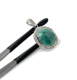 Emerald Diamond Pendant, Natural Emerald Sterling Silver Pendant, May Birthstone Pendant, Pave Diamond Pendant, 1.25” x 0.75”