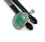 Emerald Diamond Pendant, Sterling Silver May Birthstone Jewelry, Spiritual Healing Chakra Pendant, Emerald Crystal Pendant, 1.30” x 0.75”