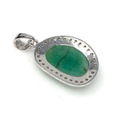 Emerald Diamond Pendant, Sterling Silver May Birthstone Jewelry, Spiritual Healing Chakra Pendant, Emerald Crystal Pendant, 1.30” x 0.75”