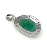 Emerald Diamond Pendant, Sterling Silver May Birthstone Jewelry, Spiritual Healing Chakra Pendant, Emerald Crystal Pendant, 1.30” x 0.75”