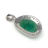 Emerald Diamond Pendant, Sterling Silver May Birthstone Jewelry, Spiritual Healing Chakra Pendant, Emerald Crystal Pendant, 1.30” x 0.75”