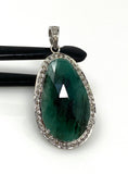 Emerald Diamond Pendant, May Birthstone Heart Chakra Healing Jewelry, Spiritual Crystal Jewelry, Handmade Silver Emerald Pendant Gifts