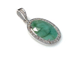 Emerald Diamond Pendant, Natural Emerald Sterling Silver Pendant, May Birthstone Pendant, Pave Diamond Pendant, 1.40” x 0.75”