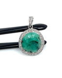 Emerald Diamond Pendant, Spiritual Healing Heart Chakra Jewelry, May Birthstone Gemstone Pendant, Pave Diamond Emerald Crystal Pendant Gift