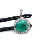 Emerald Diamond Pendant, Spiritual Healing Heart Chakra Jewelry, May Birthstone Gemstone Pendant, Pave Diamond Emerald Crystal Pendant Gift