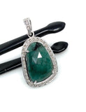 Emerald Diamond Pendant, Sterling Silver May Birthstone Pendant, Spiritual Healing Crystal Pendant, Heart Chakra Jewelry, Emotional Wellness