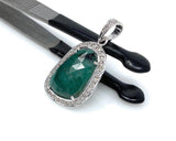 Emerald Diamond Pendant, Sterling Silver May Birthstone Pendant, Spiritual Healing Crystal Pendant, Heart Chakra Jewelry, Emotional Wellness