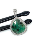 Emerald Diamond Pendant, Sterling Silver May Birthstone Pendant, Spiritual Healing Jewelry, Chakra Balancing Gemstone Pendant, 1.20” x 0.80”