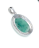 Emerald Diamond Pendant, Natural Emerald Sterling Silver Pendant, May Birthstone Pendant, Pave Diamond Pendant, 1.40” x 0.80”