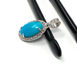 Turquoise Pendant, Genuine Sleeping Beauty Turquoise Diamond Pendant, Spiritual Healing Throat Chakra Gemstone Jewelry, December Birthstone