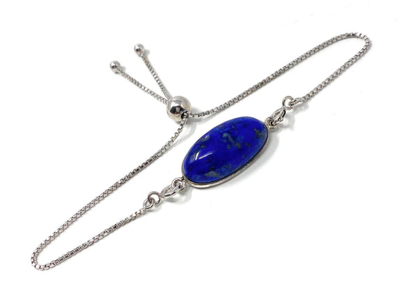 Lapis Lazuli Gemstone Bracelet, Sterling Silver Bolo Bracelet, AAA Quality Lapis Lazuli Bracelet, Gifts for Her