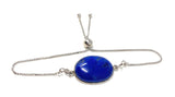 Lapis Lazuli Gemstone Bracelet, Sterling Silver Adjustable Bracelet, AAA Quality Lapis Lazuli Bracelet, Gifts for Her