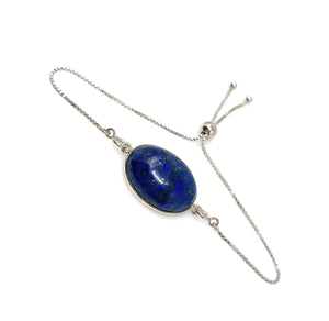 Lapis Lazuli Gemstone Bracelet, Sterling Silver Bolo Bracelet, AAA Quality Lapis Lazuli Bracelet, Gifts for Her