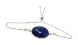 Lapis Lazuli Gemstone Bracelet, Sterling Silver Bolo Bracelet, AAA Quality Lapis Lazuli Bracelet, Gifts for Her