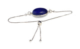Lapis Lazuli Gemstone Bracelet, Sterling Silver Adjustable Bolo Bracelet, AAA Quality Lapis Lazuli Bracelet, Gifts for Her