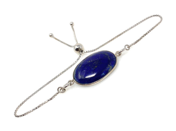 Lapis Lazuli Gemstone Bracelet, Sterling Silver Bolo Bracelet, AAA Quality Lapis Lazuli Bracelet, Gifts for Her