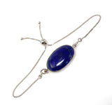 Lapis Lazuli Gemstone Bracelet, Sterling Silver Bolo Bracelet, AAA Quality Lapis Lazuli Bracelet, Gifts for Her