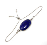 Lapis Lazuli Gemstone Bracelet, Sterling Silver Bolo Bracelet, AAA Quality Lapis Lazuli Bracelet, Gifts for Her