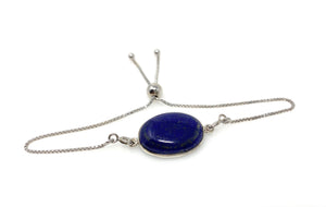 Lapis Lazuli Gemstone Bracelet, Sterling Silver Bolo Bracelet, AAA Quality Lapis Lazuli Bracelet, Gifts for Her