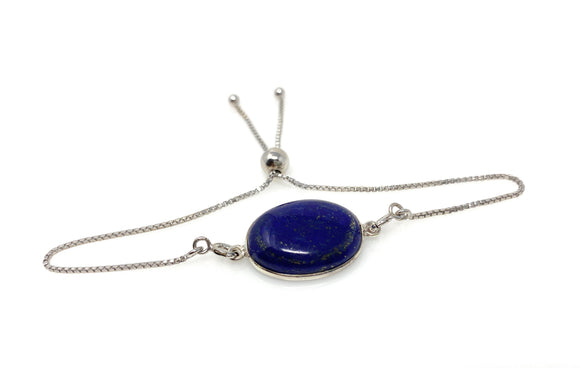 Lapis Lazuli Gemstone Bracelet, Sterling Silver Bolo Bracelet, AAA Quality Lapis Lazuli Bracelet, Gifts for Her