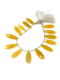 Natural Yellow Quartz Gemstone Beads, Yellow Quartz Faceted Pear Briolette Beads, Jewelry Supplies, 22mm-29mm , 7.75” Strand/ 14 Pcs