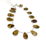 Natural Tiger Eye Gemstone Beads, Tiger Eye Faceted Pear Briolette Beads, Jewelry Supplies, 14mm - 21mm , 8" Strand/ 13- 14 pcs