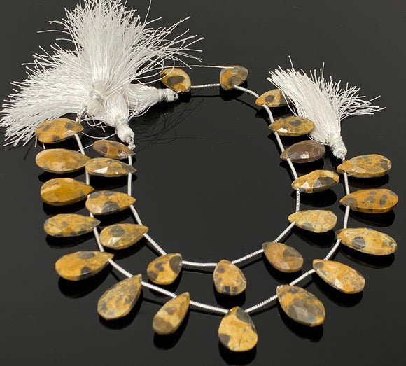 Natural Tiger Eye Gemstone Beads, Tiger Eye Faceted Pear Briolette Beads, Jewelry Supplies, 14mm - 21mm , 8