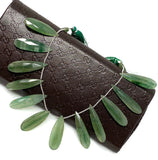 Natural Green Aventurine Gemstone Beads, Green Aventurine Faceted Pear Briolette Beads, Wholesale Beads, 28mm - 40mm, 7.5”Strand/ 13-14 Pcs