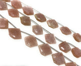 Natural Peach Moonstone Beads - Diamond Shape , Gemstone Beads, Jewelry Supplies for Jewelry Making, Wholesale Beads, Bulk Beads , 8" Strand