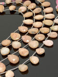 Pink Peach Opal Gemstone Beads, Natural Pink Peach Opal Faceted Pear Beads, Bulk Wholesale Beads, Jewelry Supplies, 7.5” Strand / 12 Pcs