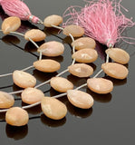 Pink Peach Opal Gemstone Beads, Natural Pink Peach Opal Faceted Pear Beads, Bulk Wholesale Beads, Jewelry Supplies, 7.5” Strand / 12 Pcs