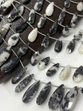 Natural Zebra Jasper Faceted Pear Beads, Gemstone Beads, Wholesale Beads Jewelry Supplies, 7” Strand